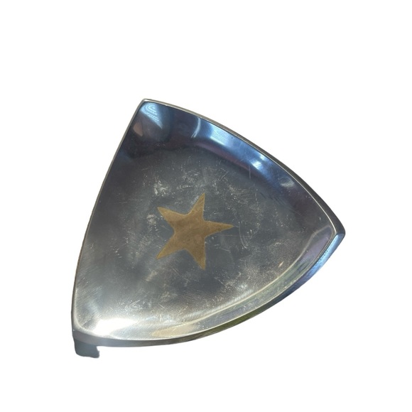 Texas Style Triangle Shaped Metal Candle Holder Chrome Finish With Gold Star I - Picture 4 of 8